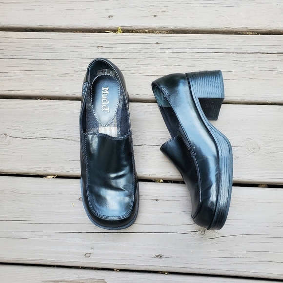 Vintage 90s y2k Mudd Sharpe Black Vegan Leather Chunky Chonky Platform Oxfords 9 - Picture 1 of 8